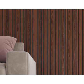 Lattenwand Decowall Acoustic Blend walnoot, combinatie van verschillende  breedtes, 260x30cm, 2 stuks (1.56m2)