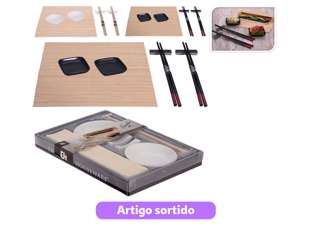 CONJUNTO SERVIR SUSHI 7 PEÇAS CORES SORTIDAS