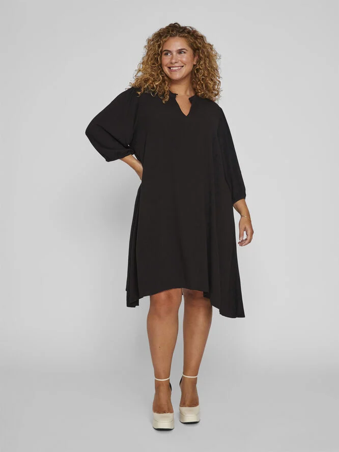Evoked Vila VIMOASHLY MANDARIN SHORT DRESS/CUR Black