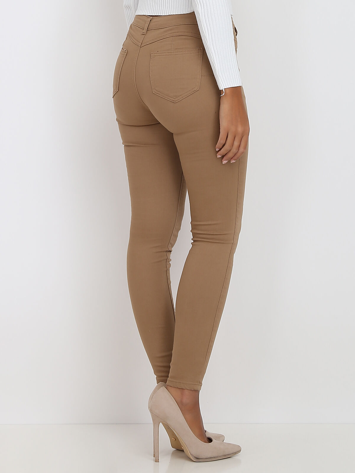 Jean slim et push-up basique- Camel
