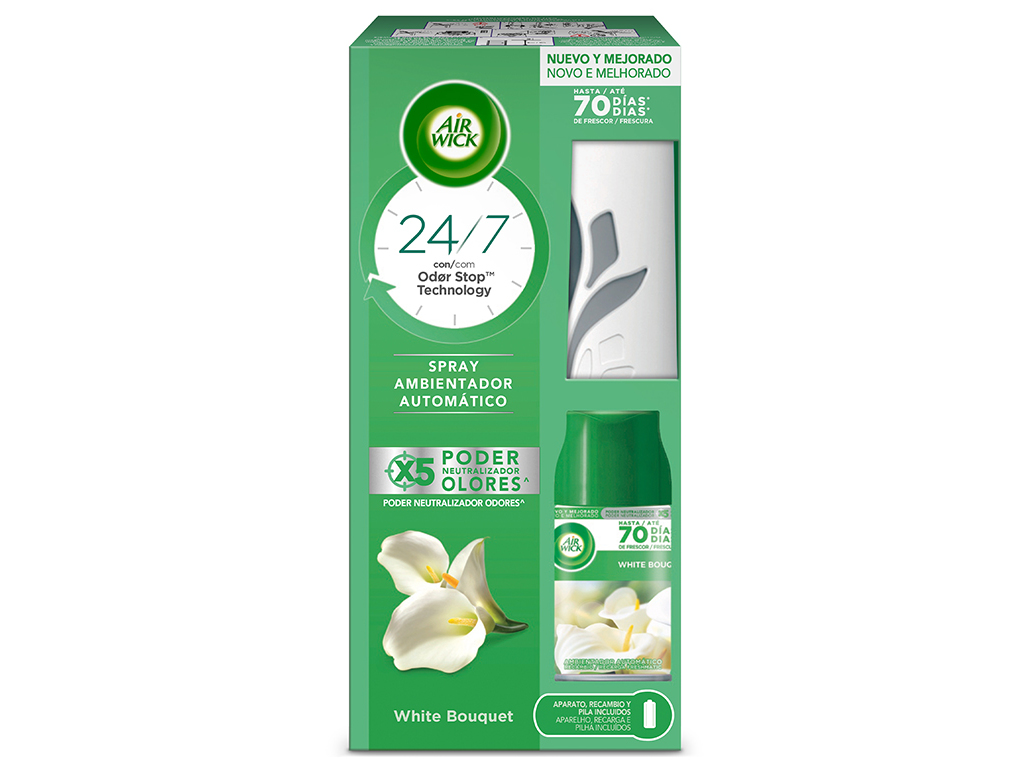AMBIENTADOR AIR WICK FRESHMATIC DIFUSOR WHITE BOUQUET 250ML