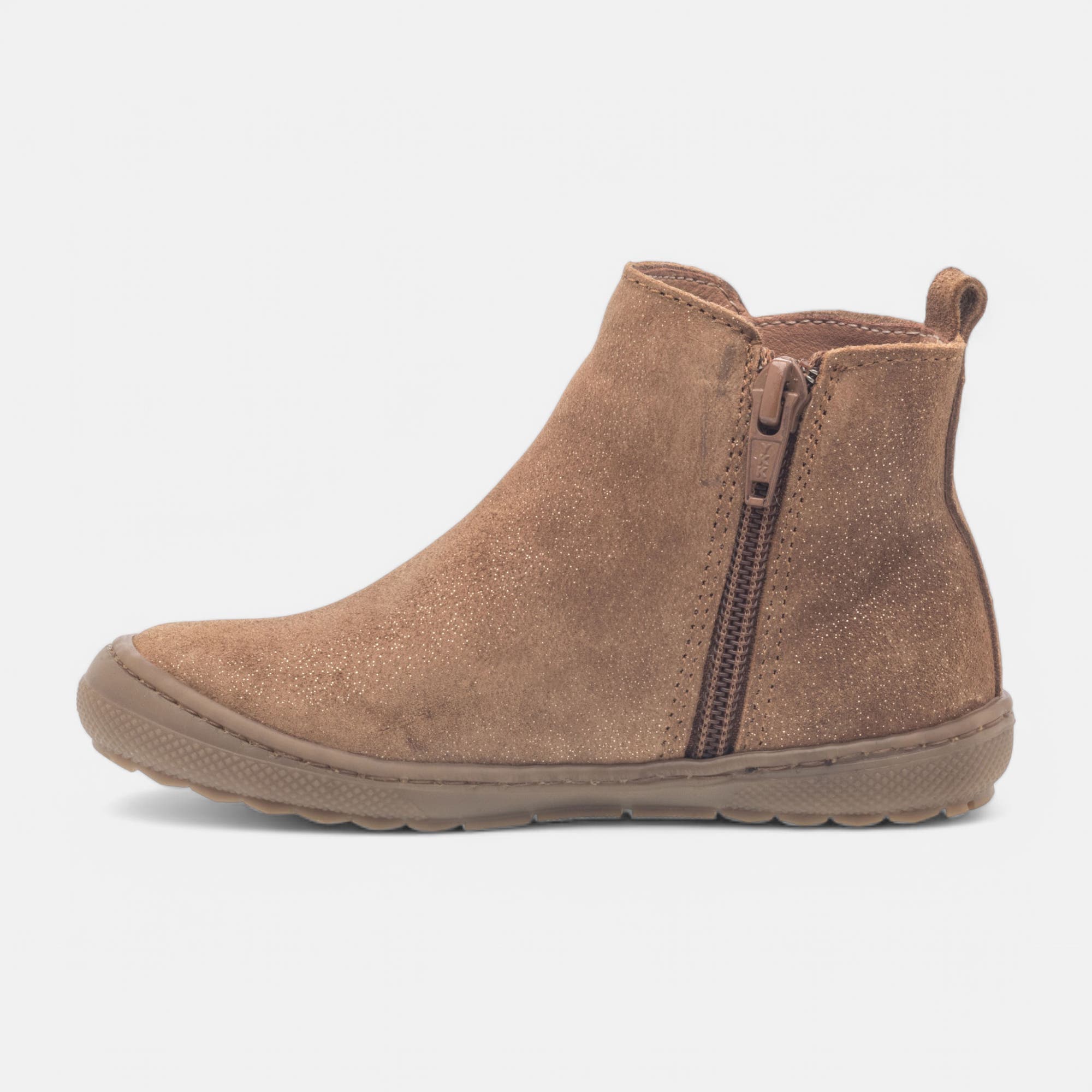 Bottines Fille en cuir cognac