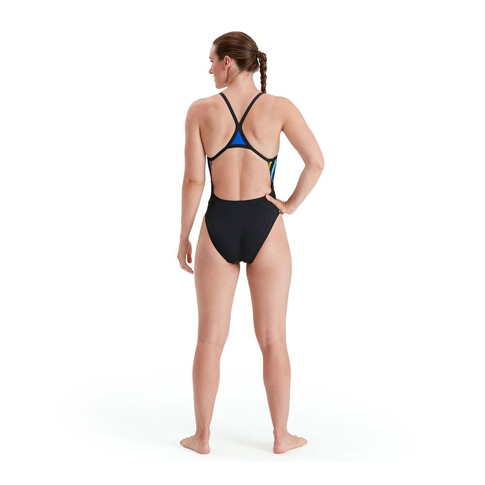 Speedo PLACEMENT DIGI TUMBACK - Maillot de bain 1 pièce Femme blue/black