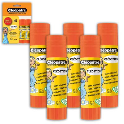 Cléopâtre - Lot de 5 bâtons de colle - Blanche - 8 gr