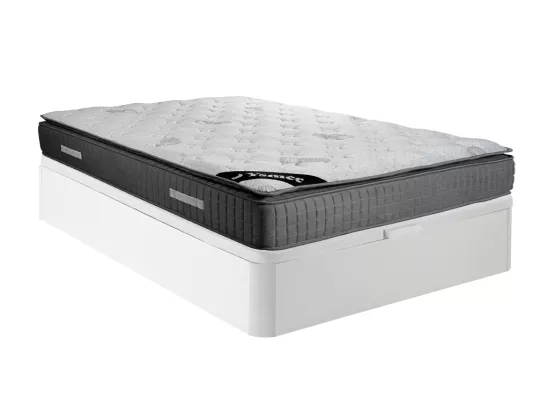 Ensemble 140 x 190 cm sommier coffre blanc + matelas hybride ressorts ensachés 7 zones et mémoire de forme ép.28cm - MARANI de YSMÉE