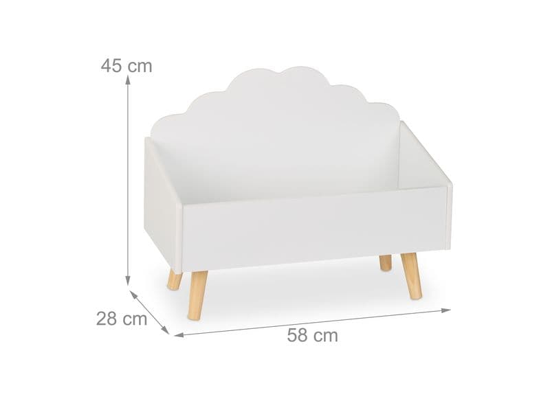 relaxdays Spielzeugtruhe, MDF / Kiefern Kindertruhe im Wolken-Design