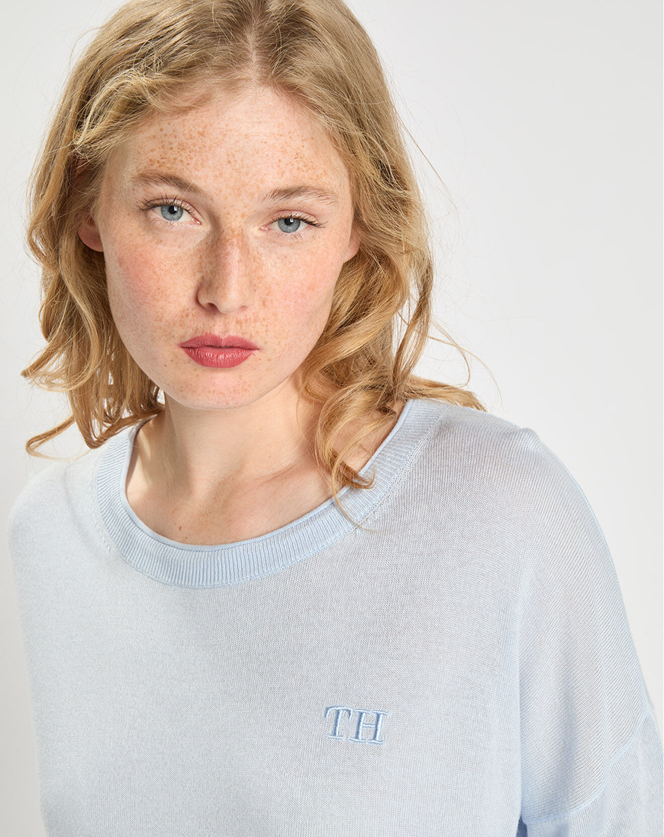 Tommy Hilfiger Pull en Laine mélangée bleu clair