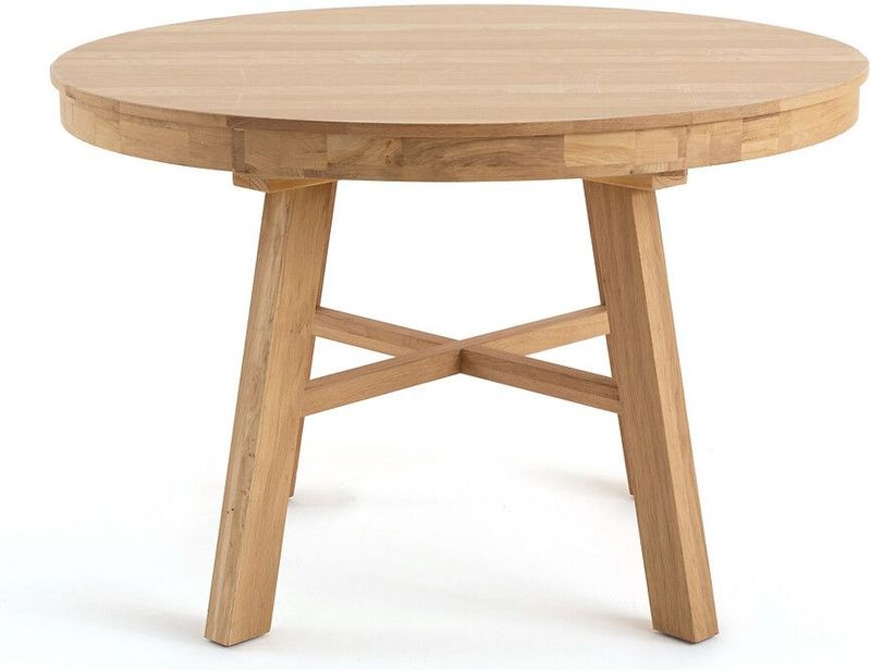 Zebarn - Uitschuifbare Ronde Tafel - Beige - MDF/Eikenhout
