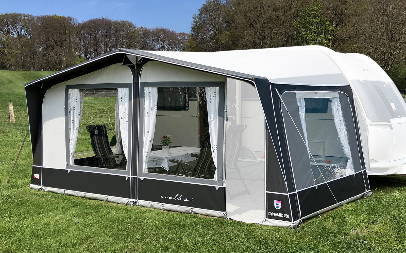 Walker Dynamic 250 Wohnwagen Vorzelt mit Stahlgestänge Größe 825 Umlaufmaß 810 - 840 cm