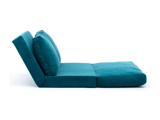 Fauteuil convertible multipositions velours Talya-Couleur Bleu canard-2 places