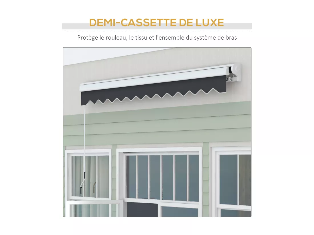 Store banne électrique manuel rétractable dim. 2,95L x 2,50l m anthracite