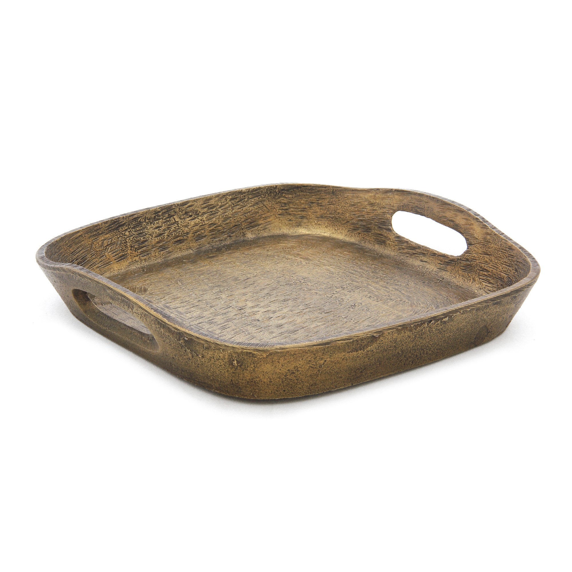 Tablett 'Pollara' mit Griff, messing, T 23 cm, B 23 cm, H 5 cm zu 29,00