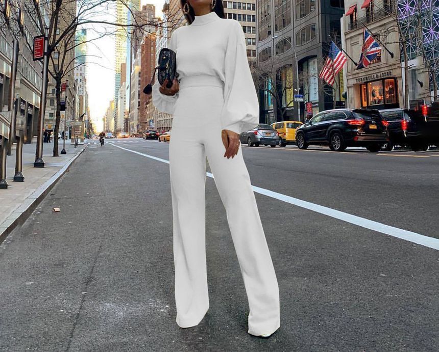 Sheparon - Jumpsuit met pofmouwen en col
