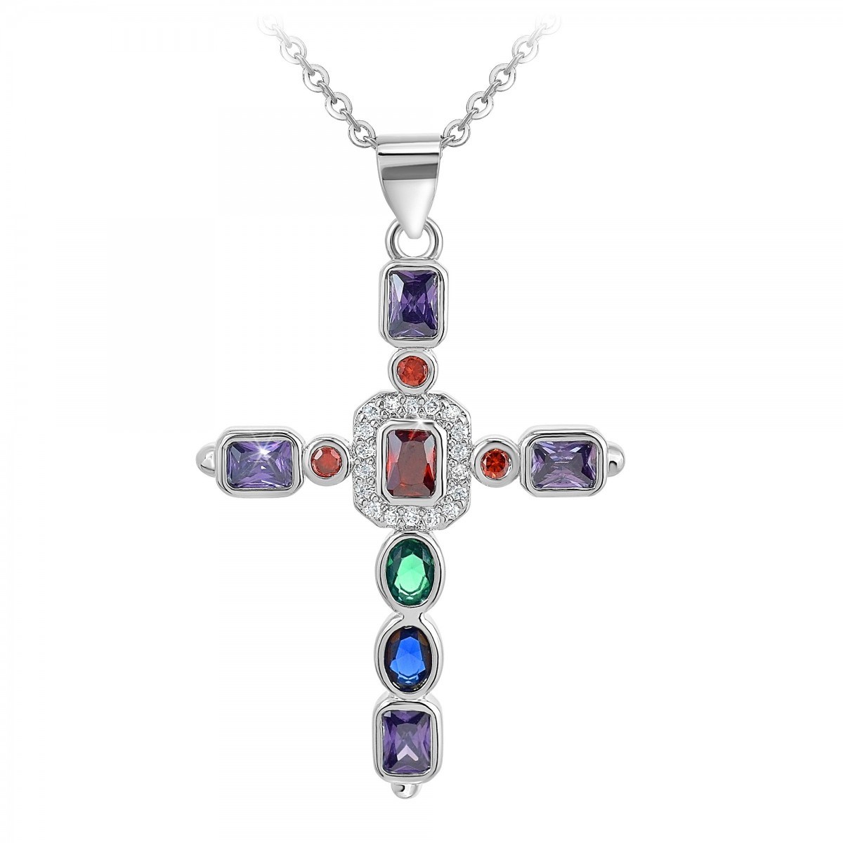 Collier croix SC Crystal orné de Zirconium