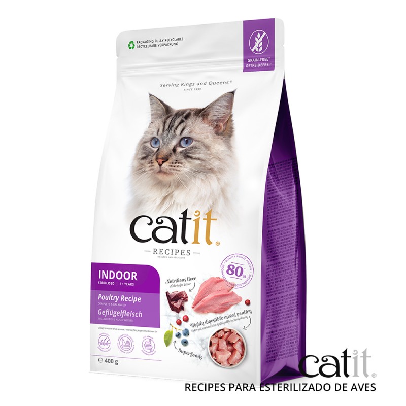 Catit Recipes Alimento para Gatos Domésticos/Esterilizados - Receita para Pássaros, 2 kg