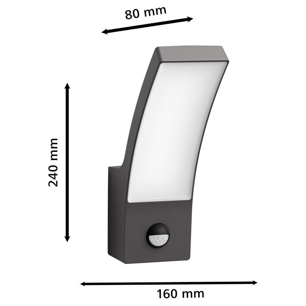 LED wandlamp Splay in antraciet en wit, 3,8W, 800lm, IP44 met bewegingsmelder