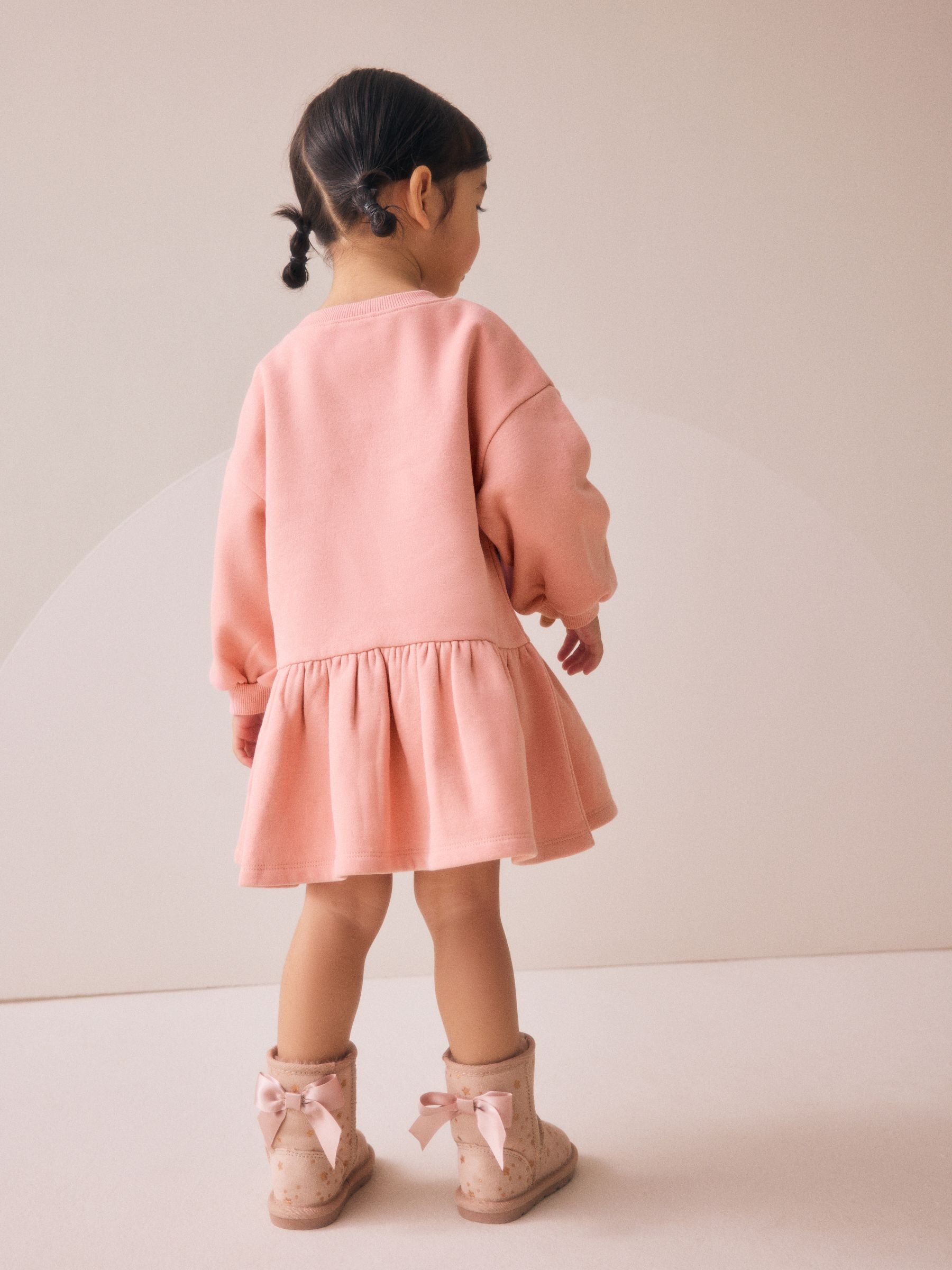 Roze met elfjes - Sweaterjurk met verlaagde taille (3mnd-7jr)