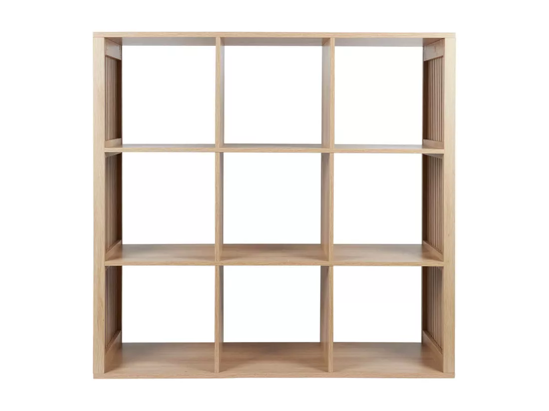 PAJAN - Rangement 9 Cases Effet Bois avec Tasseaux