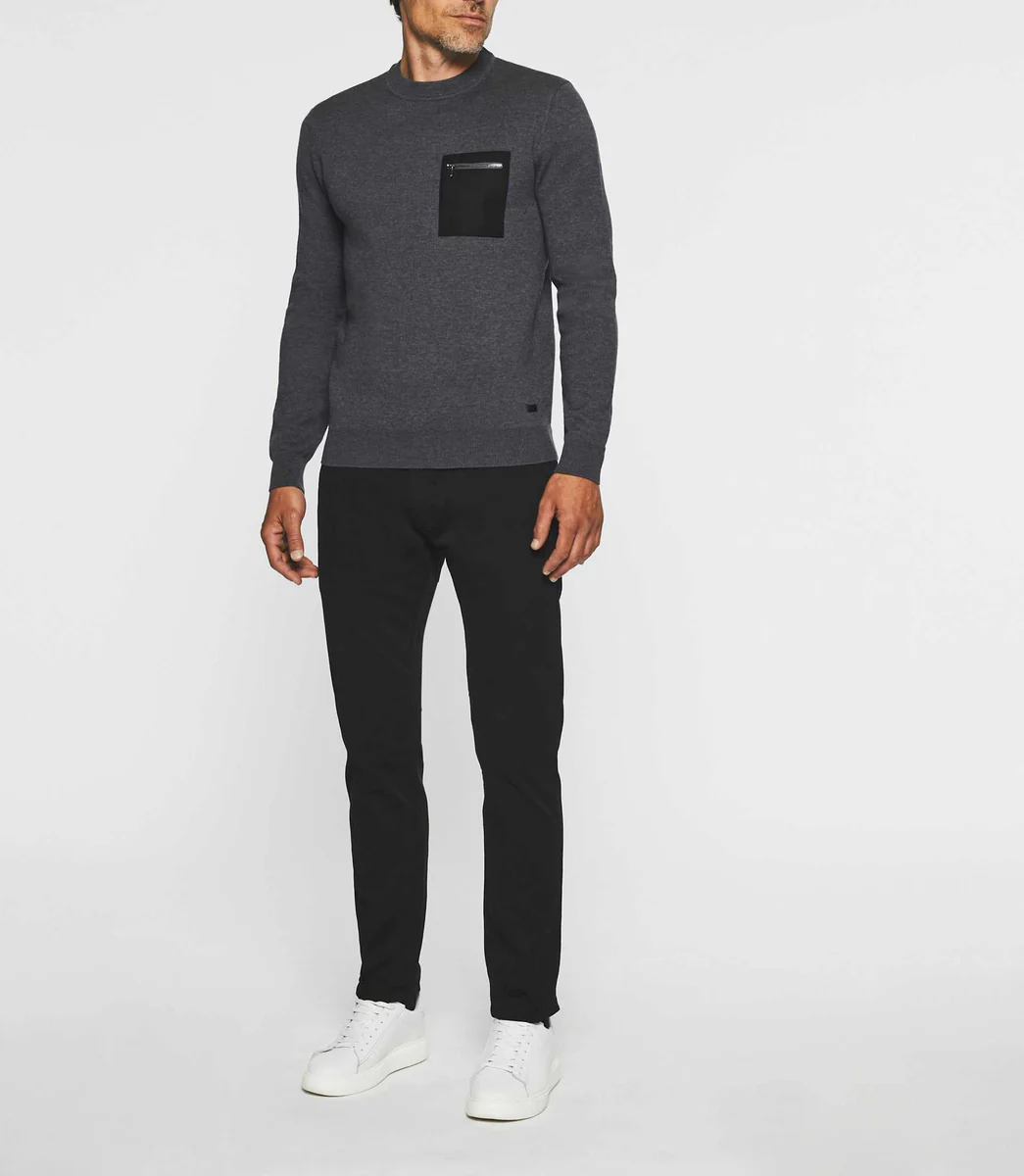 Pull col rond gris anthracite BRAD