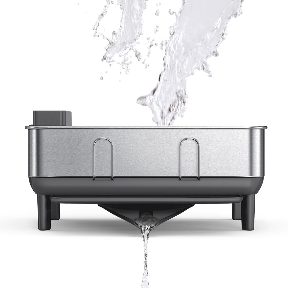Egouttoir compact noir avec un cadre en acier inoxydable Simplehuman