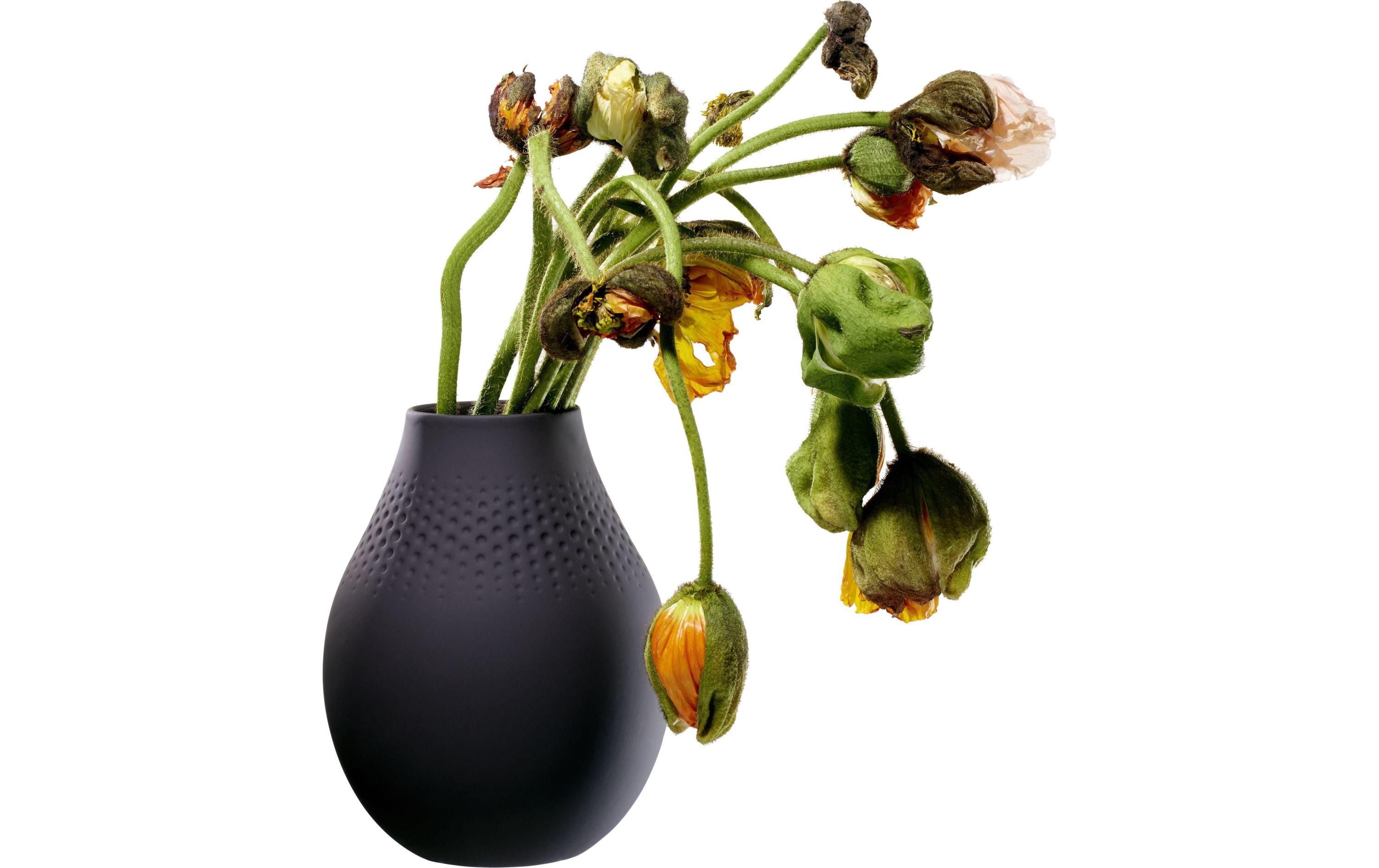 Vase Collier Perle No. 2, SchwarzSchwarze Vase aus Porzellan