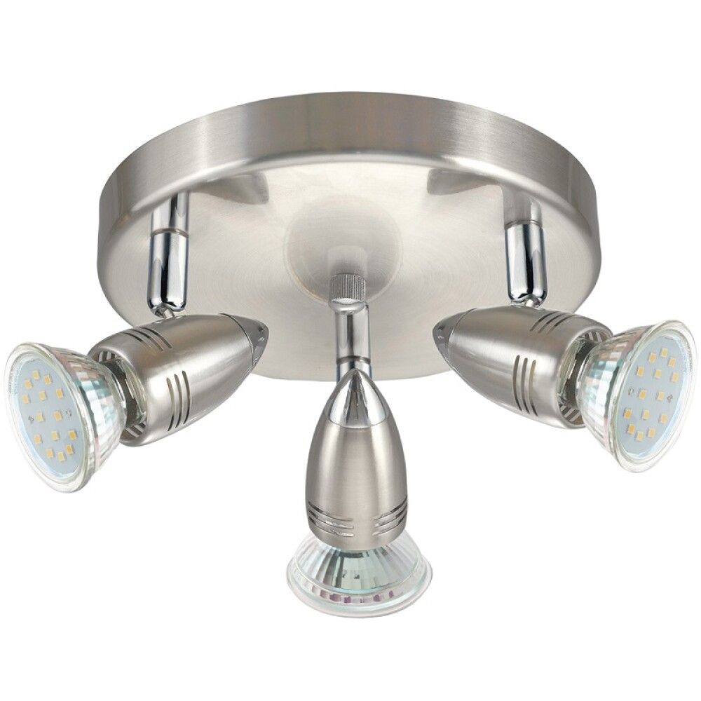 LED-SPOTLAMPE EGLOMAGNUM MED 3 SPOTS BØRSTET STÅL Ø18 CM