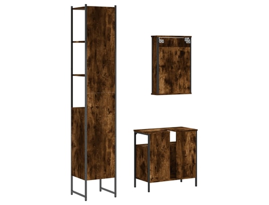 VIDAXL - Ensemble de meubles de salle de bain 3 pcs chêne fumé