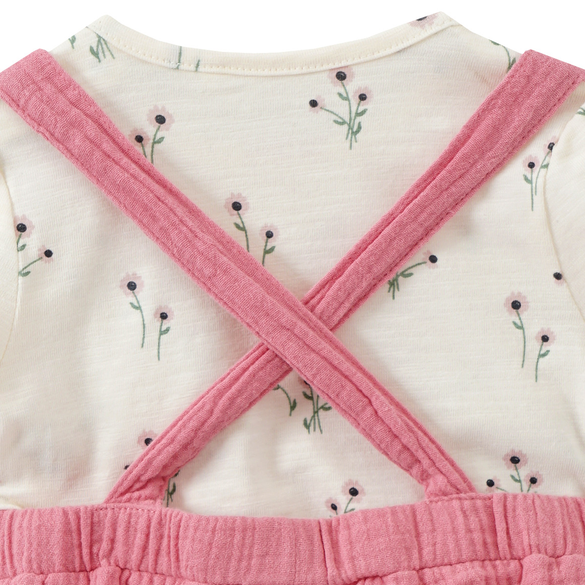 Topomini Pure Collection Newborn Overall und T-Shirt im Set dunkelrosa / creme