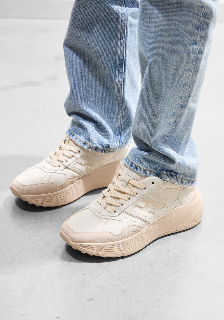 beige hogan lage sneakers h669 allacciato h