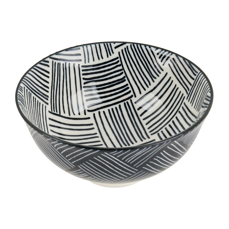 Tapas rijstschaaltje Sevilla - zwarte streepjes - ø11.5x5.8 cm