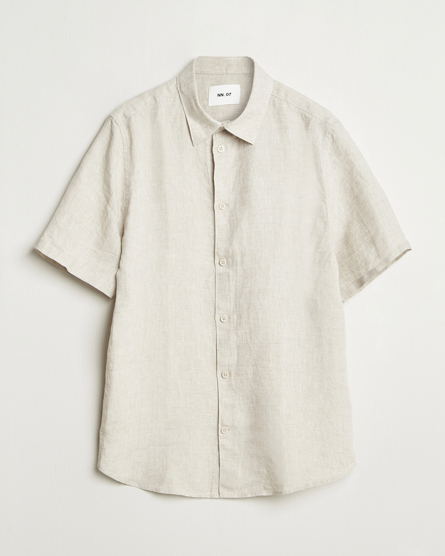 NN07 Enzo Linen Short Sleeve Shirt Oat