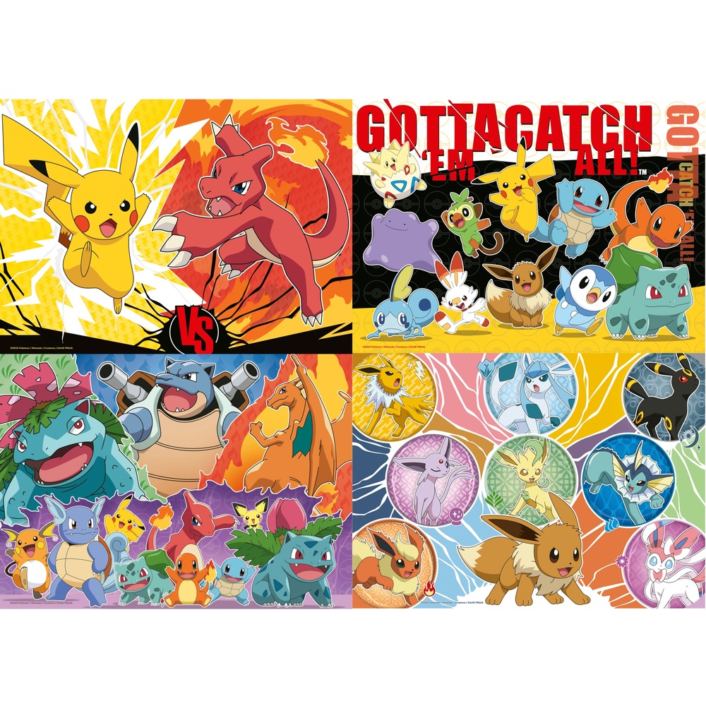 Ravensburger Pokémon 4 x 100-teiliges Bumper-Puzzle-Set, Sortiment