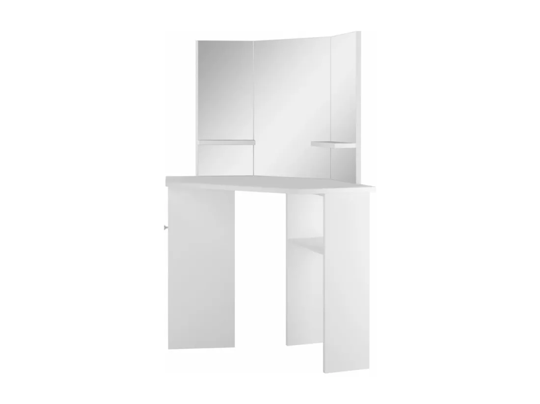 Coiffeuse d'angle Table de maquillage cosmétique Blanc