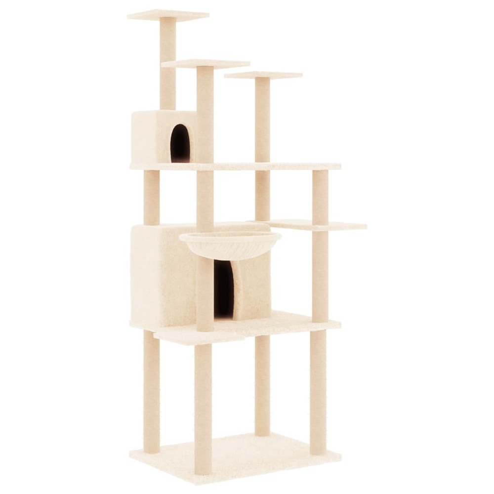 Arbre à chat avec griffoirs en sisal crème 166 cm