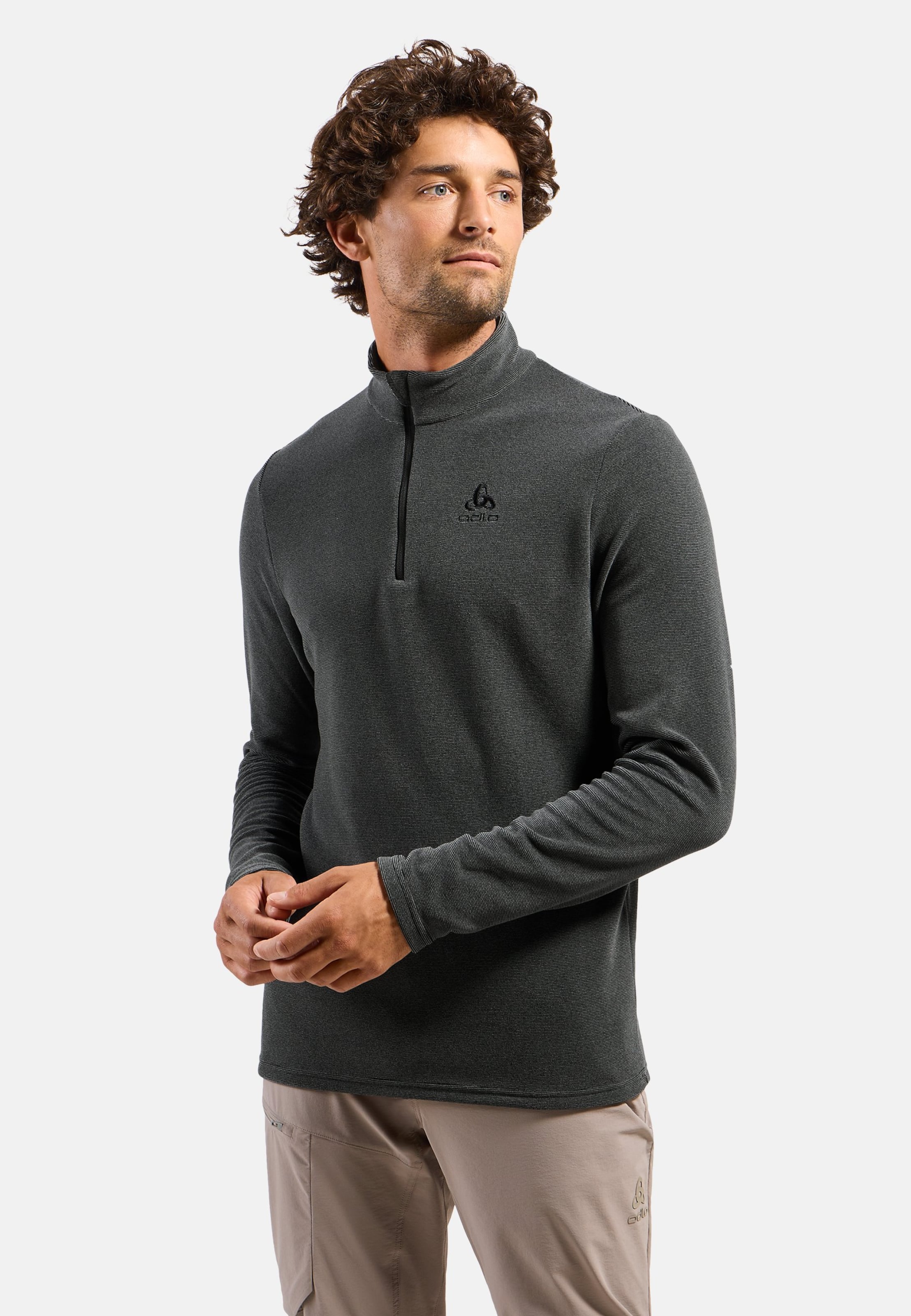 Herren Roy Mid Layer mit Halbreißverschluss in shale grey - black stripes