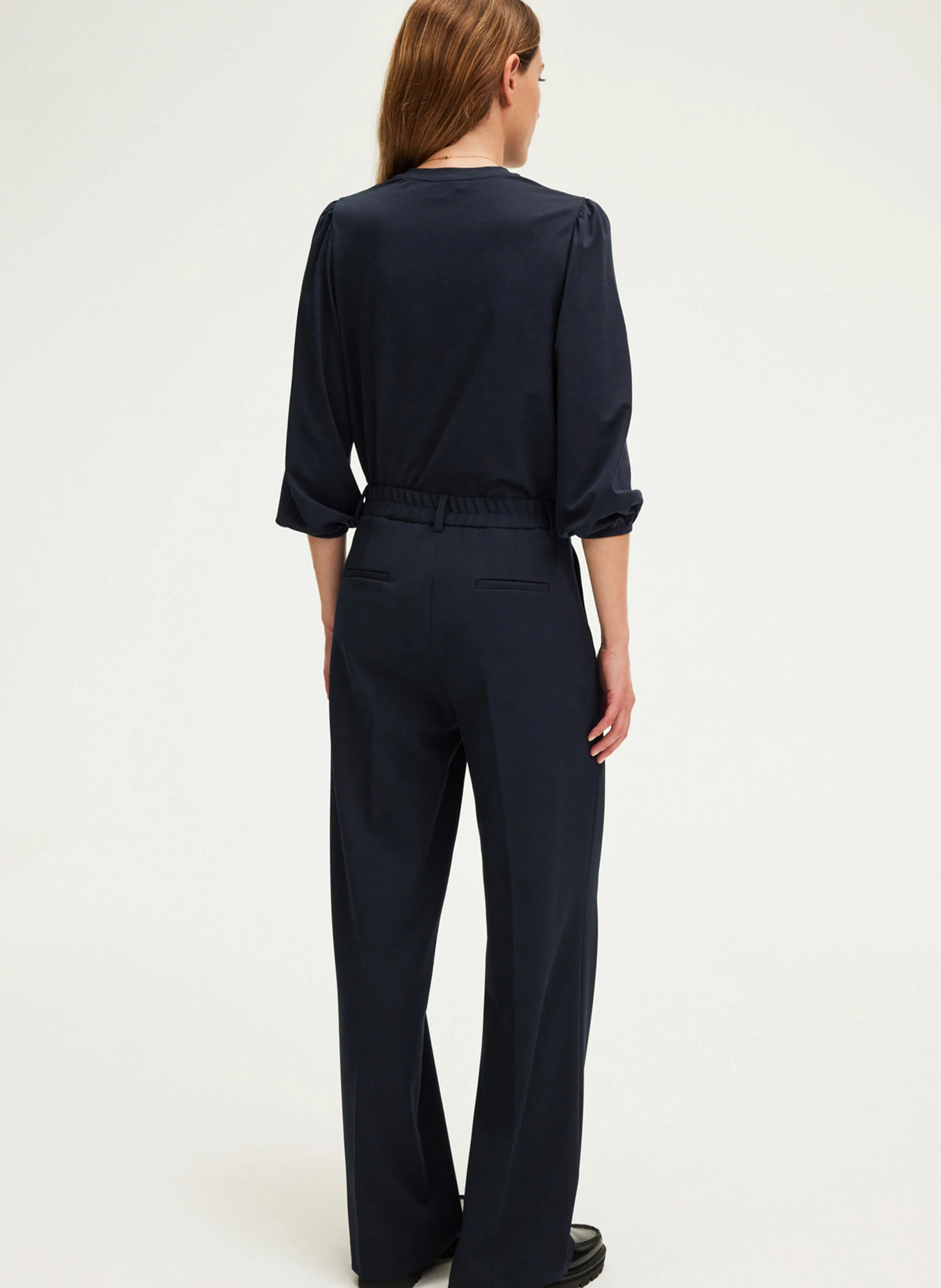NOUAILA - Pantalon droit à plis| Bleu