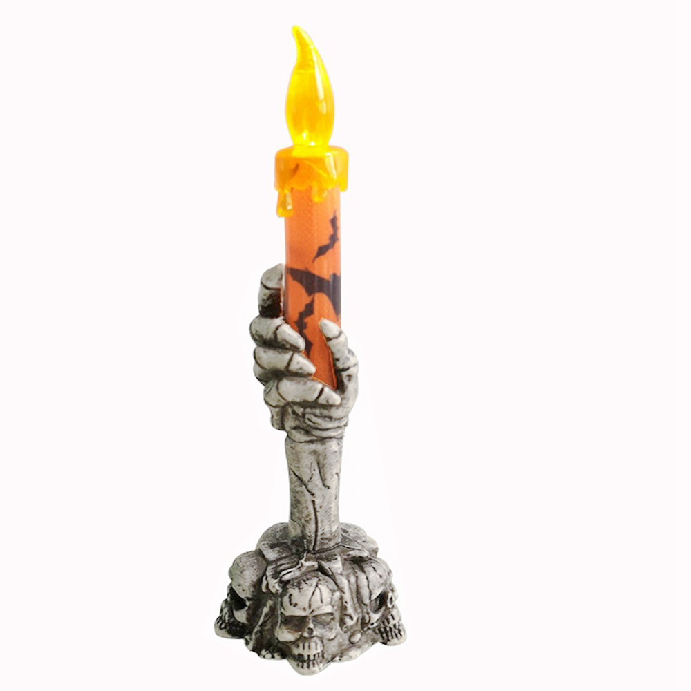(6x21cm) LED Grusel Kerze Halloween Home Deko Party Stimmungsleuchte (inkl. LR1130) - Orange
