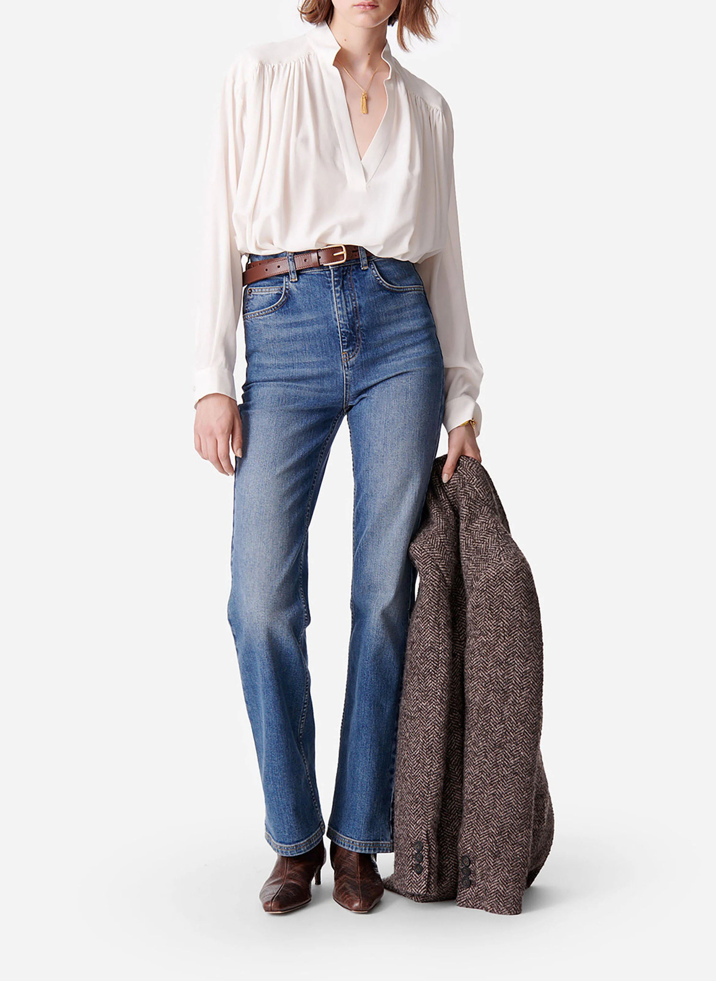 CALVIN - Blouse ample en soie | Blanc