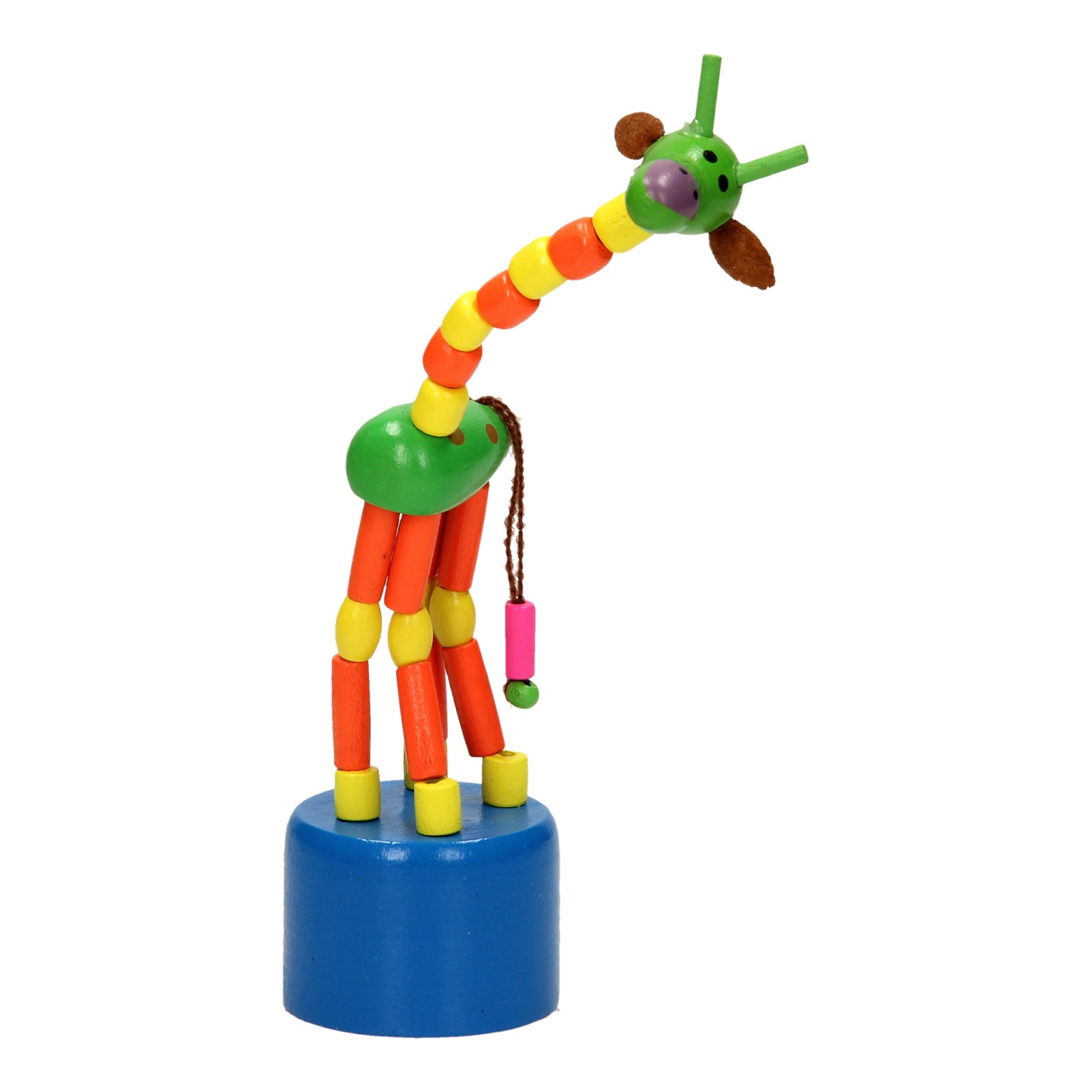 Houten Drukpop Giraffe Gekleurd