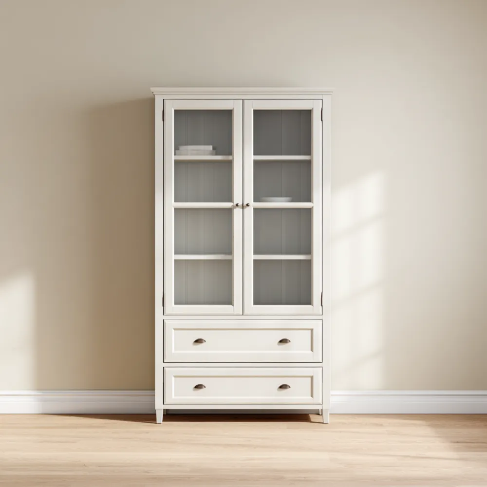 Vitrinenschrank Holz 190x80x40 cm – Weiß – Klassisches Design