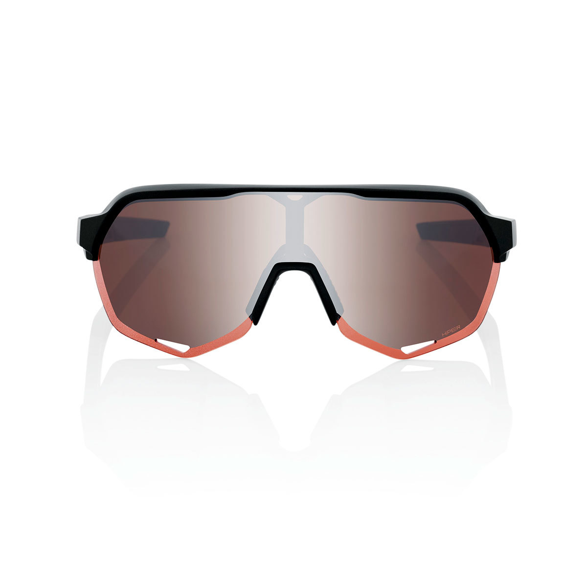 100% S2 Sport Zonnebril Zwart met HiPER Crimson Silver Mirror Lens