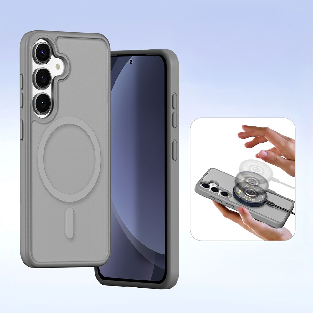 Samsung Galaxy S25 Leder Tasche mit Kartenfächer   Münzfach   Magnetische Schutzhülle - Grau