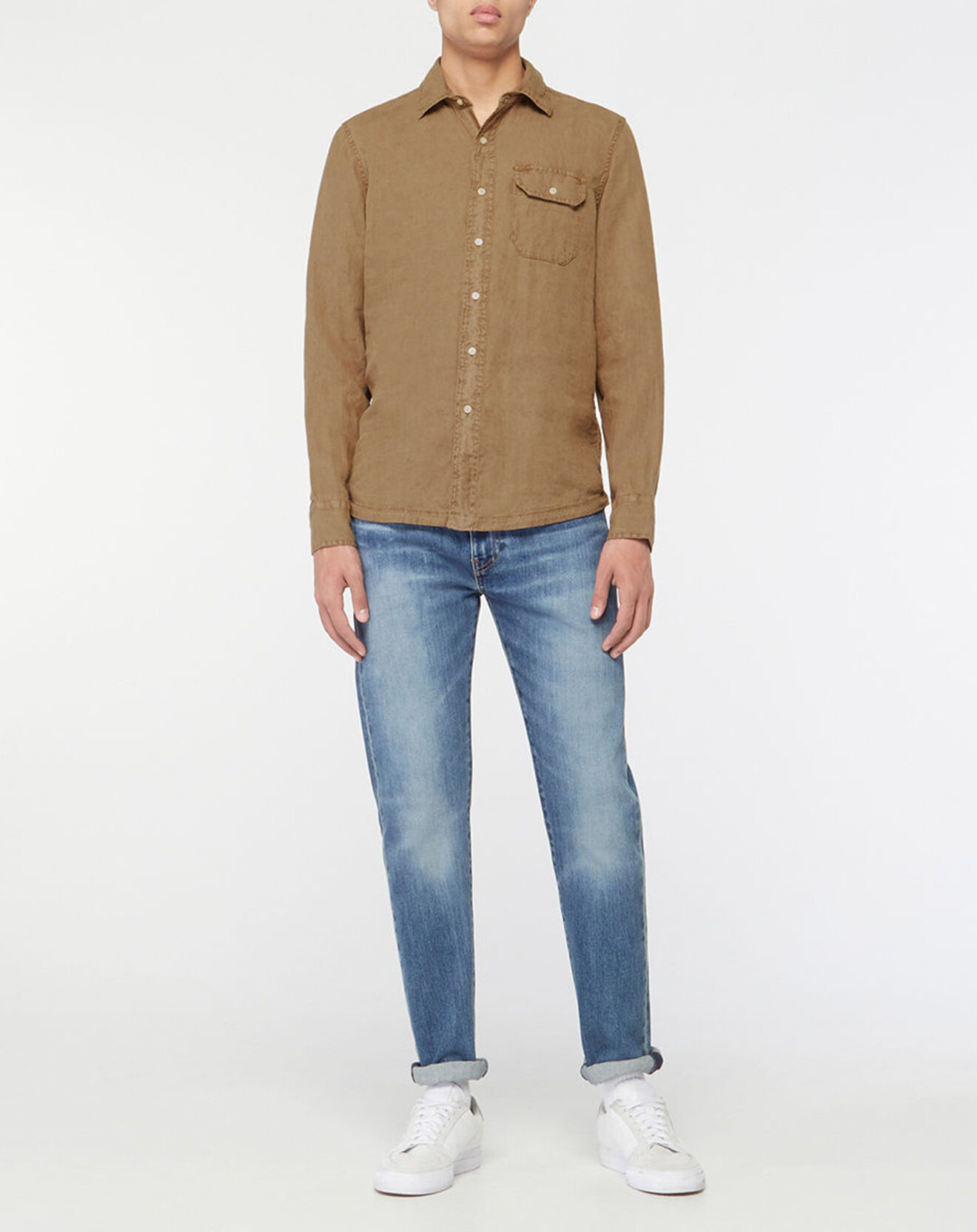 Replay Chemise 100% Lin manches longues marron