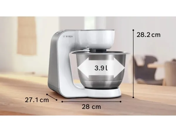 Bosch Serie 4 MUM58200, 3,9 L, Hvid, 1,1 m, 2,7 L, 800 g, Rustfrit stål