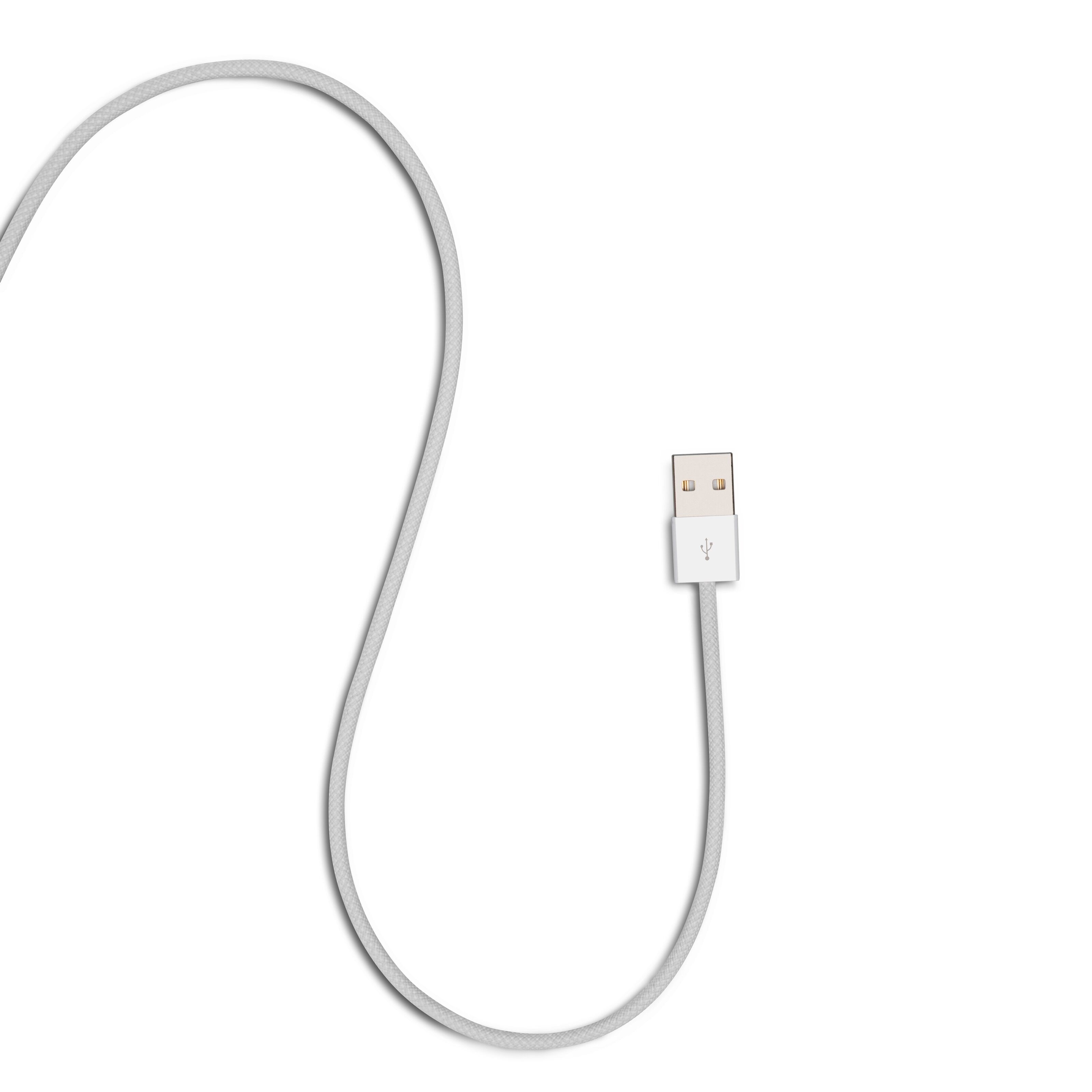 Linocell Flettet USB-A- til Lightning-kabel Hvit 0,5