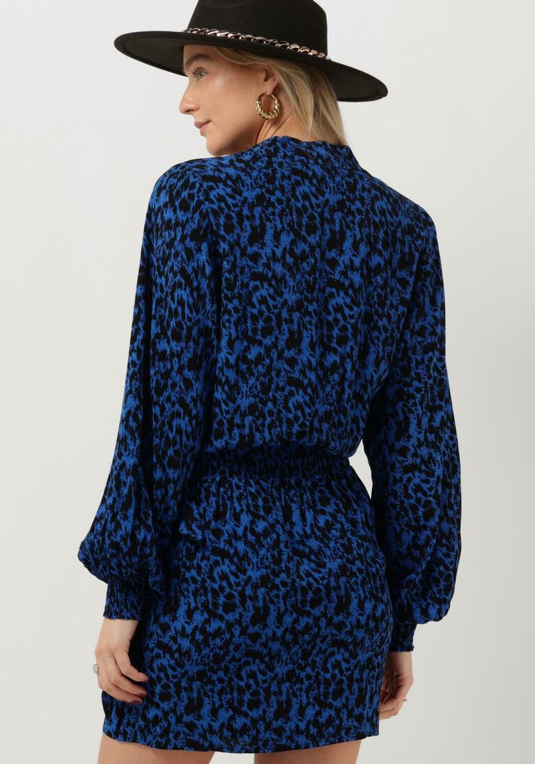 ALIX THE LABEL kobalt alix the label mini jurk ladies woven sketchy animal dress with knot
