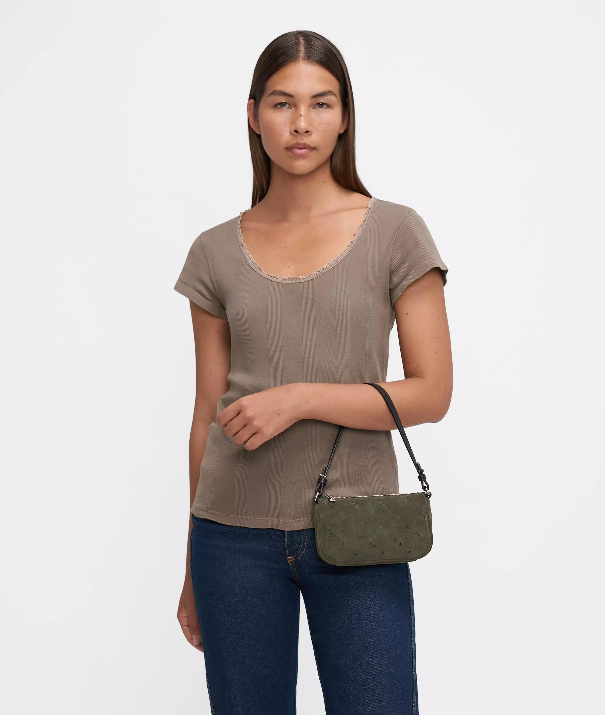 Monogram Crossbody XS Suede shoulder bag with Liebeskind Berlin lettering