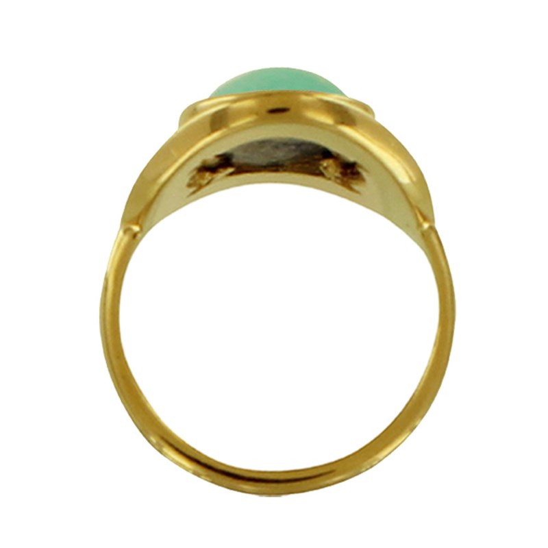 Bague Plaqué Or Ovale Torsadé et sa Pierre d'Amazonite