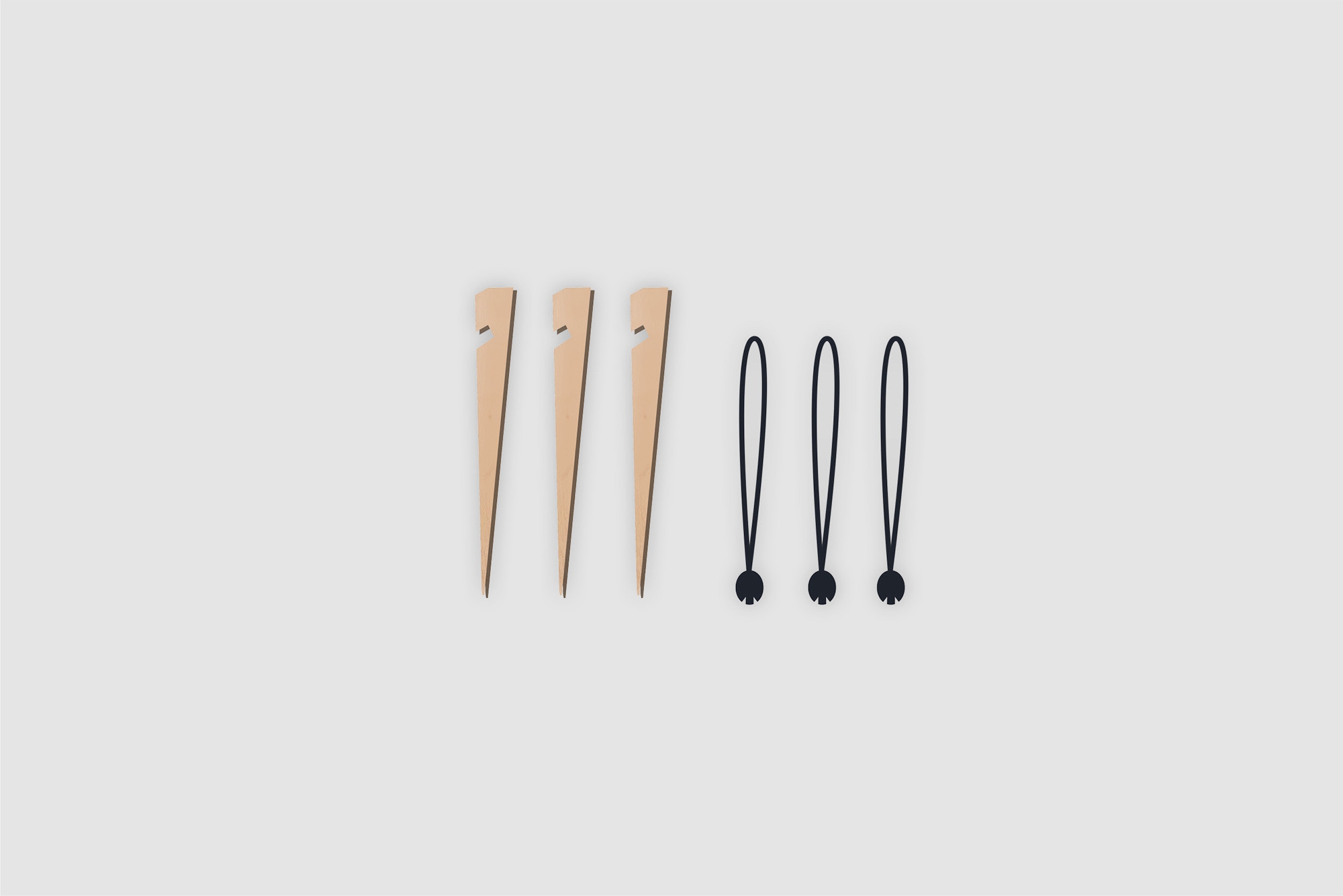Bent Holzhering mit Spannring (3 Stück)