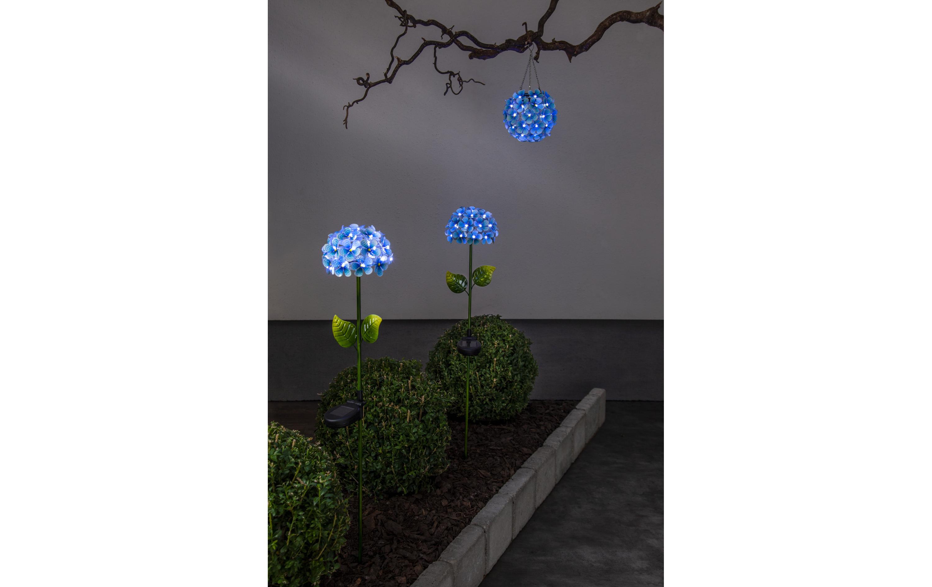 Gartenlicht Solar Hortensia, BlauHortensienblüte Dekoleuchte